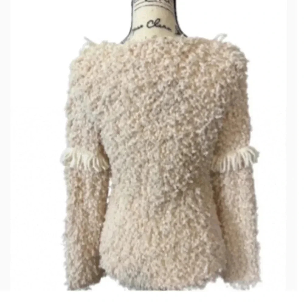 FREE THE ROSES COTTAGE CORE CREW NECK SWEATER CREAM AND TAN - Picture 4 of 10